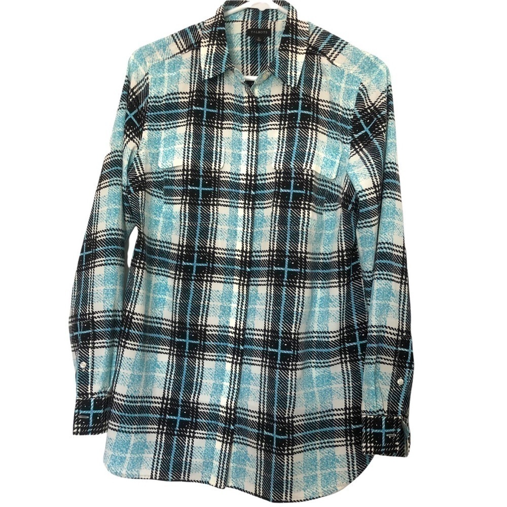Talbots Plaid 2 Front Pocket Botton down Shirt Small